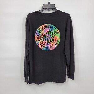 Santa Cruz Men Black Big Logo Long Sleeve Graphic Tee Shirt Top Size Small